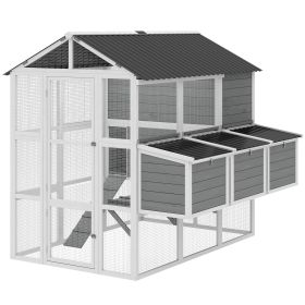77" Large Chicken Coop for 6-8 Chickens, Outdoor Wooden Hen House Poultry Cage with Run, Nesting Boxes, Waterproof Roof