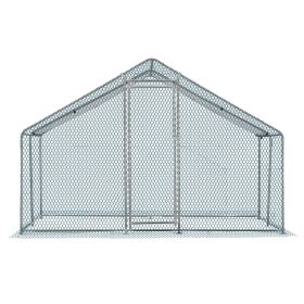 10 x 10 ft Large Metal Chicken Coop, Walk-in Poultry Cage Chicken Hen Run House with Waterproof Cover
