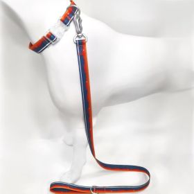 Blue-Orange Gradient Dog Collar & Leash Set, Waterproof Wear-Resistant TPU, Transparent Quick-Release Buckle, for Small & Medium Dogs (size: L)